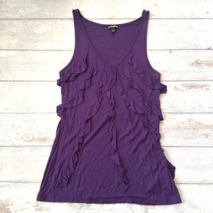 Express S/M Womens Purple Ruffle Blouse Sleeveless Tank Top Shirt Size Small